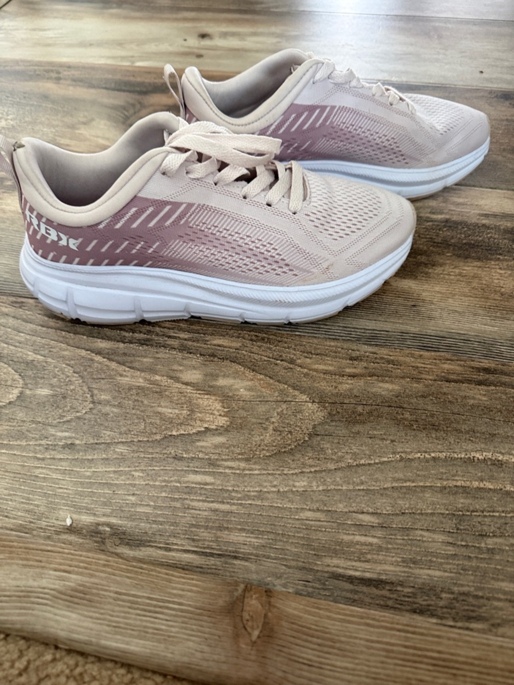 RBX Women's Light Pink Knit Lace-Up Walking Sneakers